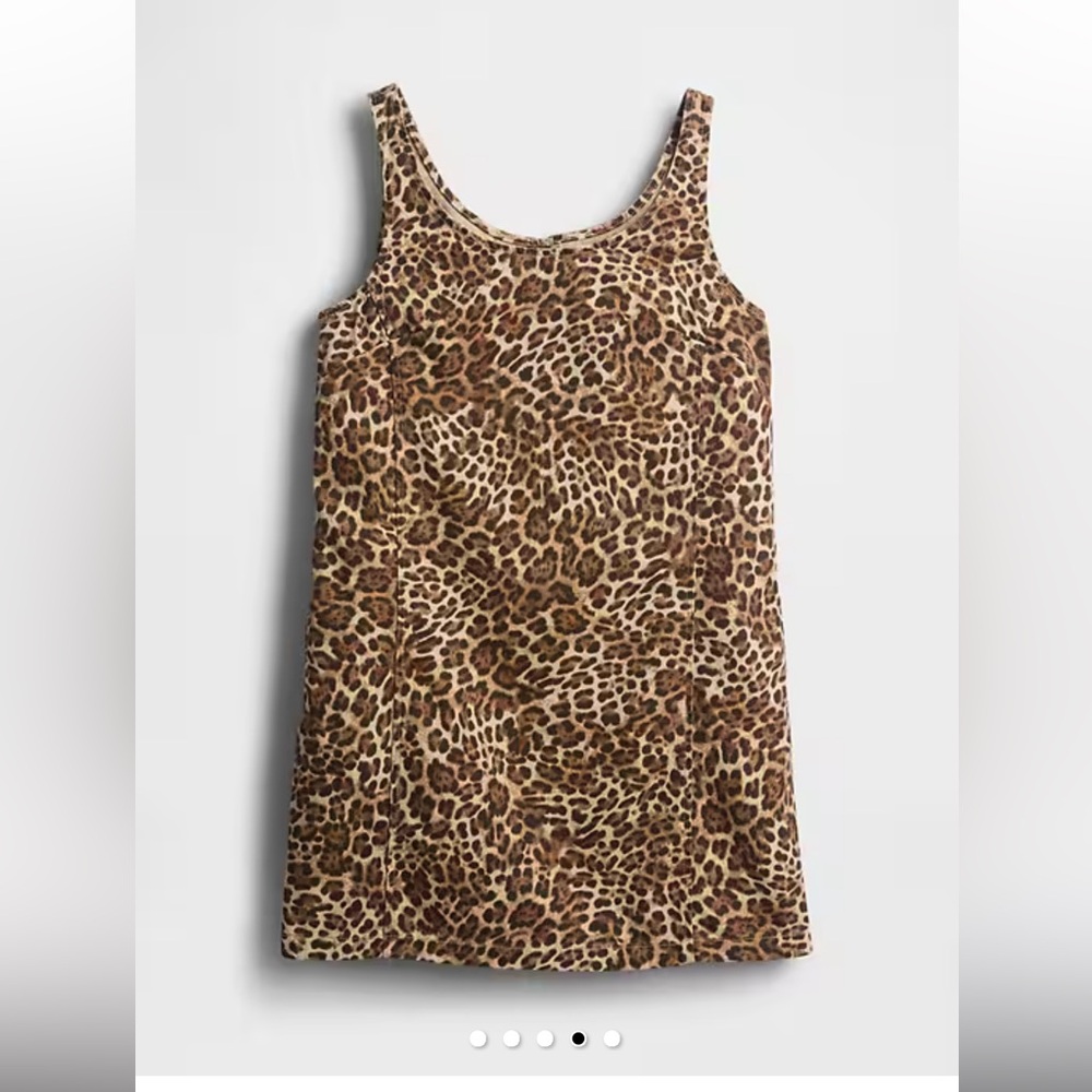 BNWOT GAP Ultrasoft Denim Leopard Mini Dress with pockets size XL - Picture 2 of 5
